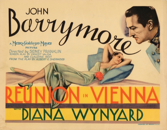 REUNION IN VIENNA, title card, from left: Diana Wynyard, John Barrymore, 1933